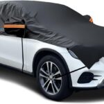 Half Car Cover SUV for Snow, Heavy Duty Roof Cover for All Weather Use, UV, Rain, Sun, Dust Protection Fits Compact/Medium SUV