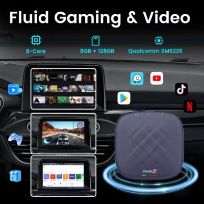 CarlinKit CarPlay Box Streaming Device for Car – YouTube, TikTok, Netflix CarPlay Adapter | Convert Wired to Wireless CarPlay & Android Auto | Android 13.0, 8-Core, 8GB+128GB, SM6225, Blue - Image 6