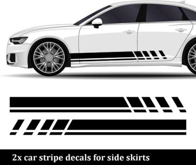 6PCS Racing Stripes for Cars - 2PCS Car Hood Decal + 2 Car Side Decals + 2 Car Mirror Stickers,Water-Resistant Stylish Car Decal Exterior CCar Accessories for Cars,Trucks (Black) - Image 4