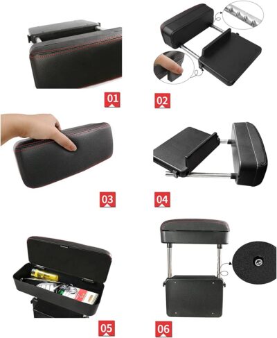 Car Console Armrest Box Arm Rest Height Adjustable Comfort Elbow Pad Universal (Black) - Image 7