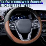 14.5"-15" Car Steering Wheel Cover, Microfiber Leather Breathable Wheel Cover, Anti-Slip Lining Steering Wheel Covers, Car Accessories Interior Decoration for Women Men (Coffee) - Image 2