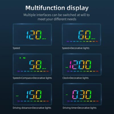 Heads Up Display M23 Color, GPS Digital Speedometer MPH for All Cars, Car Compass, Windshield Speedometer projector, Multi-function Display, Direction - Image 5