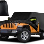 Waterproof Car Cover for Jeep Wrangler 2 Door 1987-2025 JK JL CJ YJ TJ Outdoor Sun Rain Snow Hail Protection with Driver Door Zipper