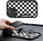 Multifunctional Car Anti-Slip Dashboard Mat with 360° Rotating Phone Holder & Hidden Parking Number Plate, Universal Anti Slip Mat for Car Dashboard Organizer for Phone, Keys, Sunglasses (White)