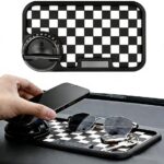 Multifunctional Car Anti-Slip Dashboard Mat with 360° Rotating Phone Holder & Hidden Parking Number Plate, Universal Anti Slip Mat for Car Dashboard Organizer for Phone, Keys, Sunglasses (White)