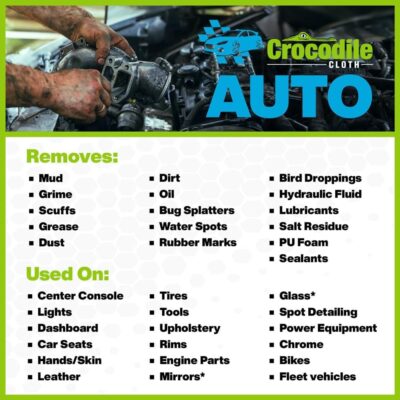 Crocodile Cloth Auto Cleaning Wipes – 100 XL (15" x 10") Disposable Wipes for Car Engine Degreasing, Body Detailing & Tire Cleaning – Cuts Grease, Oil, Adhesives on Hands, Tools, Parts & More - Image 5