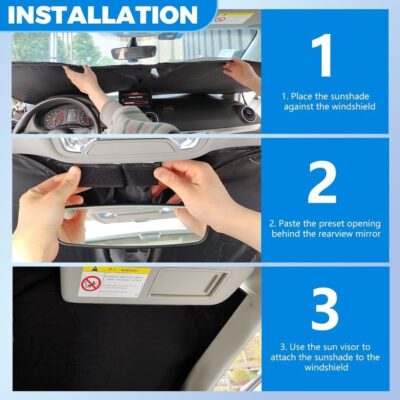 300T Thickened Automotive Glass Sunshade and Comes with Storage Bag,Keep Car Interior Cool,Universal Windshield Sun Shade Fit for Cars,Trucks,SUVs (L: 57.08 * 31.5 inch) - Image 5