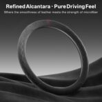 Alcantara Luxury Steering Wheel Cover 14.5" to 15" Fit - Anti-Slip Comfort Grip, Durable Soft Suede-Feel Luxury Material for Men Drivers | Fits Sports Cars, Luxury Cars, Sedans, SUVs and EV - Image 2