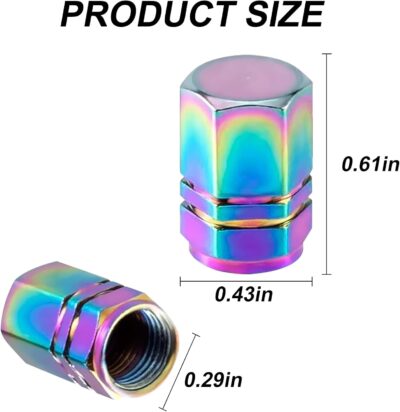 Alpmosn Colorful Aluminum Tire Stem Valve Caps Wheel Valve Covers Car Dustproof Tire Cap Cover Accessories, Universal for SUV, Car, Bike and Motorcycle，Hexagon Shape (4PCS) - Image 2