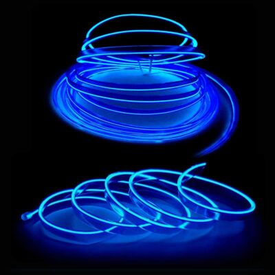 El Wire Blue Interior Car LED Strip Lights, 2M Neon Wire USB 5V with Fuse Protection for Automotive Interior Decoration, with 6mm Sewing Edge - Image 3
