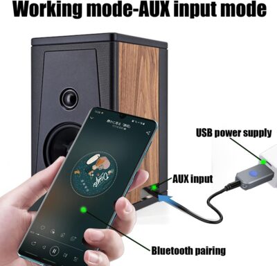 USB to Bluetooth Car Kit,Wireless Audio Adapter, Music Receiver for Home,Car Stereo Sound System,Portable Speskers,(Aux in) with 3.5mm Cable (H222 Grey)¡­ - Image 3