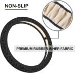 Black Leopard Print Cheetah Elastic Steering Wheel Cover, Non-Slip Breathable Neoprene Steering Wheel Covers, Women Leopard Car Accessories, Universal 15 Inch Fit Auto, Suvs, Truck - Image 5