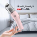 Portable Mini Car Vacuum Cleaner Pink, High Power Cordless(400g) Handheld Rechargeable Vacuum Cleaner for Desk V06 - Image 4