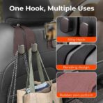 Headrest Hooks for Car, Twinhook Leather Car Headrest Hangers, Car Seat Hooks for Handbag Purse Coat Bags (Black*2) - Image 7