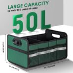 Car Trunk Organizer, Car Storage Organizer, Collapsible Multi Compartment for Car, Suv, Sedan, Truck, 100L, Extra Larger (Green, 50L) - Image 2