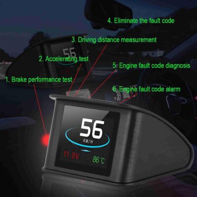 Heads Up Display, P10 Universal Car HUD OBD2 Speed Warning RPM Fuel Consumption Projector - Image 5