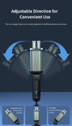 3 in 1 Retractable Car Charger Adapter & FM Transmitter Bluetooth Mp3 Player- Max 65W + 18W with 2 PD Fast Charging,2 Retractable Cables & USB-A Music Playback for iPhone,iPad,Samsung,Pixel - Image 5