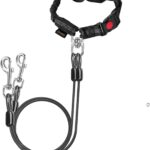 Double Dog Seat Belt, Steel Cable Chew Proof Dog Car Accessories Headrest Restraint Dog Car Seatbelt for Medium Large Dogs Chewer Heavy Duty 2 Dogs Dog Seatbelts Connect Harness in Vehicle