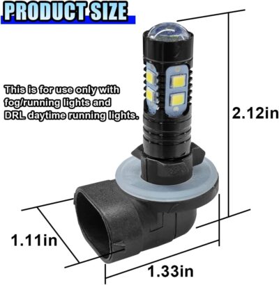 2PCS Bright 50W 881 LED Fog Light Bulbs, High-Power 6000K 881, 889, 862, 886, 894, 896, 898 LED DRL Daytime Running Lights, Xenon Cool White Headlight Bulbs Replacement for Car, Truck (White) - Image 2