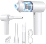 Car Vacuum Cordless: 12000Pa 2 in 1 Handheld Vacuum & Blower - Hand Vacuum Portable Cordless with Led Light, Multi-Nozzles for Car, Home, Office, Pet, Hair White