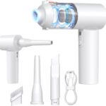 Car Vacuum Cordless: 12000Pa 2 in 1 Handheld Vacuum & Blower - Hand Vacuum Portable Cordless with Led Light, Multi-Nozzles for Car, Home, Office, Pet, Hair White