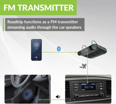 Avantree Roadtrip - Car Bluetooth Speaker & Wireless FM Transmitter Kit 2-in-1 for Streaming Cell Phone Audio to Car Speaker with Hands-Free 6W Speakers, Built-in Mic, and Long 22hr Playtime - Image 3