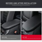 INTGET Center Console Armrest Cover for 2025 Toyota RAV4 Accessories 2024 2023 2022 2021 2020 2019 Leather Middle Console Lid Cover Pad Protector Elbow Arm Rest Covering Car(Black) - Image 2