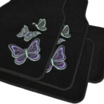 BDK Embossed Neon Purple & Green Butterflies Design Carpet Car Floor Mats for Auto Van Truck SUV-4 Pieces Front & Rear Full Set with Rubber Backing-Universal Fit - Image 5