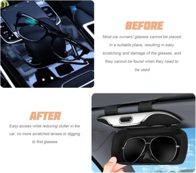 zipelo Sunglasses Holder for Car Sun Visor, Protective Automotive Eyeglasses Storage Case Hanger, Soft Vehicle Interior Glasses Organizer Box Accessories, Universal for SUV Sedan Truck (Black) - Image 4