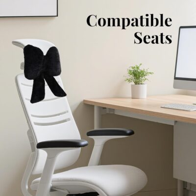 2 Pack Bow Car Headrest Pillows Plush Car Neck Pillows for Travel Driving Office Chair Head Support Cushions, Also Cute Car Decor Accessories (Black) - Image 6