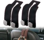 Suede Leather Car Seat Hook, 2026 New Car Seat Back Storage Hook, Car Purse Hook Seat Back Hanger Storage Organizer, With Double Metal Hooks, Car Seat Headrest Hooks for Purses Bag (2pcs - Black)