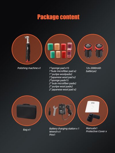 SPTA Cordless Mini Car Polisher, 12V Micro Cordless Scratches Killer Car Polisher RO/DA Mini Car Polisher for polishing, Sanding and Cleaning - Image 2