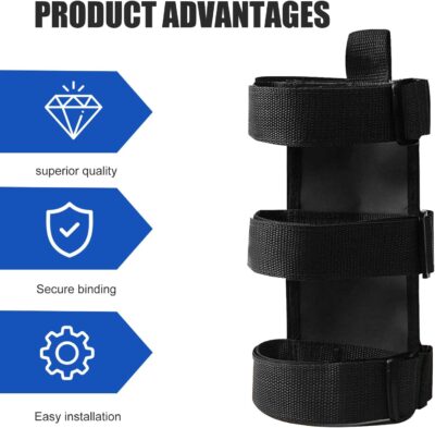 Roll Bar Fire Extinguisher Mount, Adjustable Secure Holder with Water Bottle Strap, Fire Extinguisher Retention Strap, Compatible with Wrangler Unlimited CJ YJ LJ TJ JK JKU JL JLU (Black) - Image 4