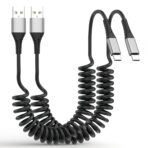 Coiled USB A to USB C Cable for Car, 2 Pack Type C Charger Fast Charging Cable 3FT, USB to USBC Cable for Carplay, Android Auto, iPhone 17 16 15 Pro Max, Samsung Galaxy S25 S24 S23 Ultra