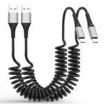 Coiled USB A to USB C Cable for Car, 2 Pack Type C Charger Fast Charging Cable 3FT, USB to USBC Cable for Carplay, Android Auto, iPhone 17 16 15 Pro Max, Samsung Galaxy S25 S24 S23 Ultra