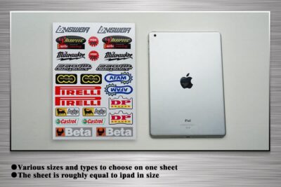 Kungfu Graphics Motocross Sponsor Logos Racing Sticker Sheet Universal (7.2 x 10.2 inch), Black White - Image 4