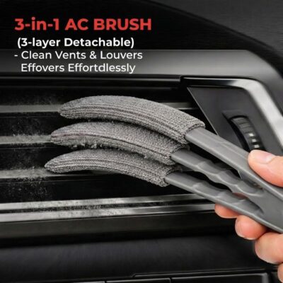 10-Piece Car Interior Cleaning Kit - 3 Natural Boar Hair Brushes, 3-in-1 AC Vent Brush, 160g Non-Toxic Gel, Microfiber Duster, 100ml Food-Grade Spray Bottle | Multi-Scenario for Auto - Image 3