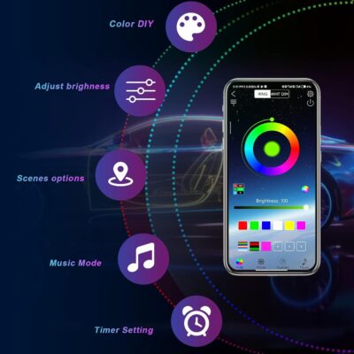 4 Pods RGB LED Rock Lights for ATV UTV Golf Cart Truck RZR Offroad SUV, Waterproof Multicolor Underglow Kit for Cars with APP Music Mode, Vehicle Accent Underbody Light Underneath 12V - Image 4