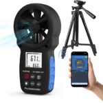 HoldPeak Handheld Anemometer Bluetooth with Tripod, Digital Wind Speed Gauge Meter, Air Flow Velocity Temperature CFM Measuring Device for HVAC Outdoor Sailing Shooting Golf, 866B-APP