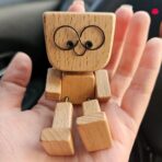 Shaking Wooden Man,Shaking Wooden Man Figurine with 12 Magnetic Expressions,Funny Dashboard Figurine,Handmade Wobble Doll for Car Accessories and Desk Decoration - Image 3