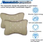 2PCS Car Neck Pillow, Breathable Car Head Neck Rest Cushion, Soft Pillow for Relieving Stiffness, Comfort Car Seat Neck Support Pillow (Beige) - Image 3