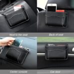 Car Seat Side Pocket Organizer, PU Leather Mini Storage Bag for Auto Door Window Console, Pen Phone Holder Tray Pouch Vehicle Seat Gap Filler for Organize Document, Registration, Notepad (Black) - Image 5