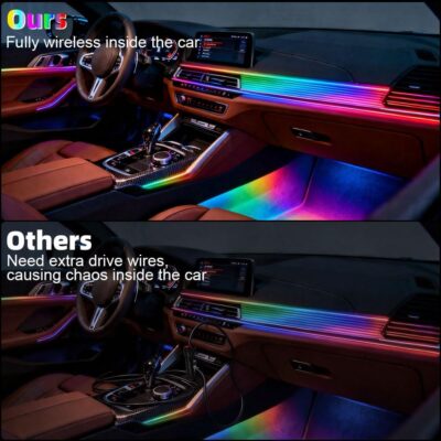 Acrylic Interior Car Ambient Lighting, Interior RGB LED Strip Kit with Music Sync Mode, 55 Inch Length Suitable for Pickup, Trucks, SUV and Large Vehicles (6 in 1) - Image 2