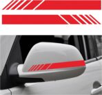 Kewucn 2PCS Car Rear View Mirror Stickers, Waterproof Auto Side Rearview Mirrors Decal Stripes, Universal Anti-Collision Striped Automotive Warning Stripes for Most Vehicles (Red)