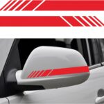 Kewucn 2PCS Car Rear View Mirror Stickers, Waterproof Auto Side Rearview Mirrors Decal Stripes, Universal Anti-Collision Striped Automotive Warning Stripes for Most Vehicles (Red)