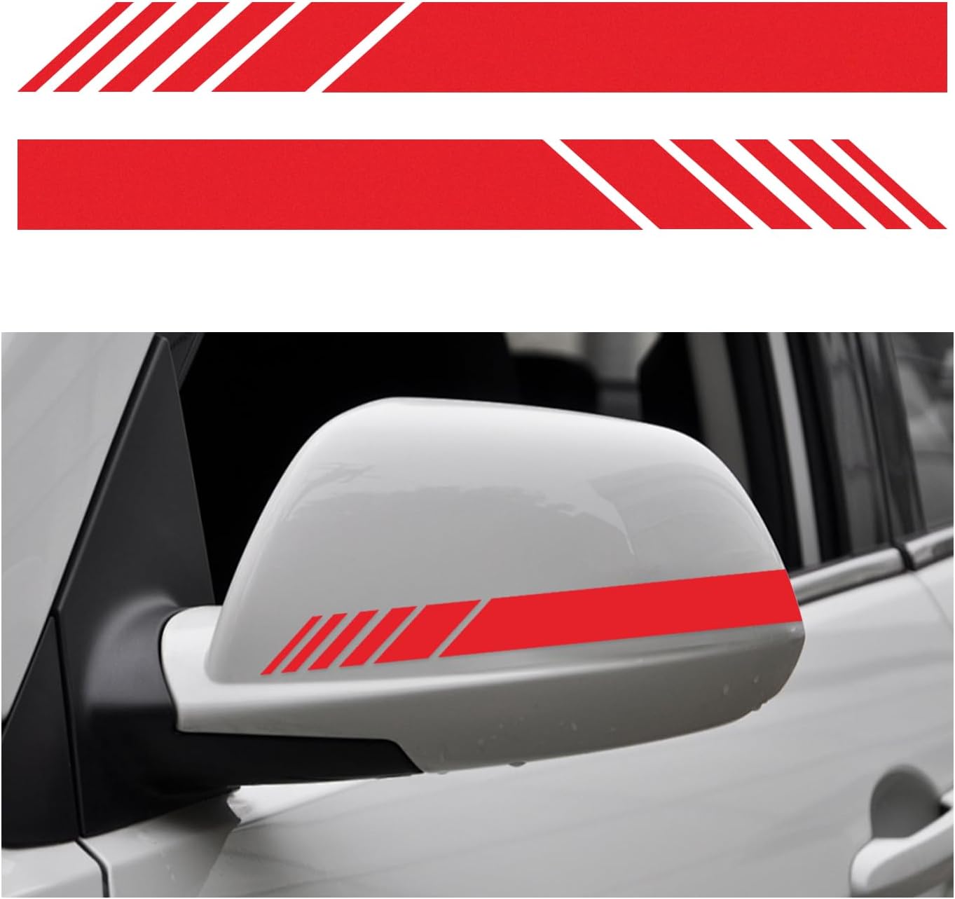 61uwuIQpE0L._AC_SL1500_.jpg Kewucn 2PCS Car Rear View Mirror Stickers, Waterproof Auto Side Rearview Mirrors Decal Stripes, Universal Anti-Collision Striped Automotive Warning Stripes for Most Vehicles (Red) - Image 1