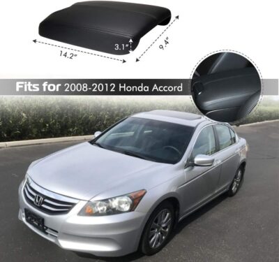 A ABIGAIL Center Console Armrest Cover for 2008 2009 2010 2011 2012 Honda Accord Auto Leather Suture Console Lid Cover Replacement (Black) - Image 5