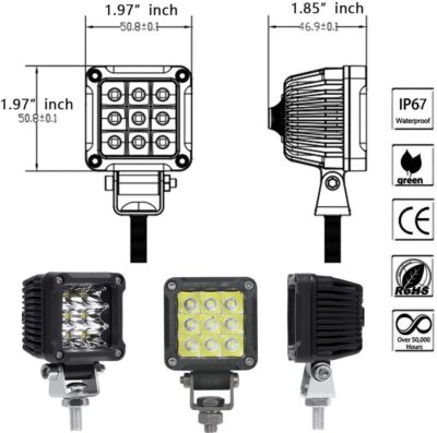 Motorcycle Fog Lights, 2'' Inch 27W Spot Mini Cube Work Driving Pod Lights for Offroad Trucks ATV UTV SUV 4x4 Pick Up Car Boat - Image 5