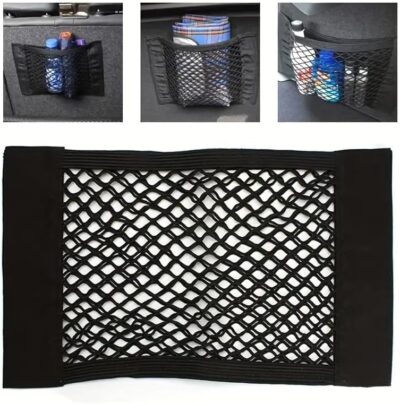 Car Back Seat Mesh Organizer Elastic Storage Net, Universal Trunk Pocket with Stretch Design for Travel and Sports Gear, Black, 30cm - Image 3
