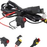 Kairiyard Light Bar Wiring Harness Motorcycle Handlebar Switch 13ft 14AWG 2 Leads Universal Fog Light Wiring Harness Kit 480W 12V Relay 40A Fuse Relay for Switching Different Light Mode